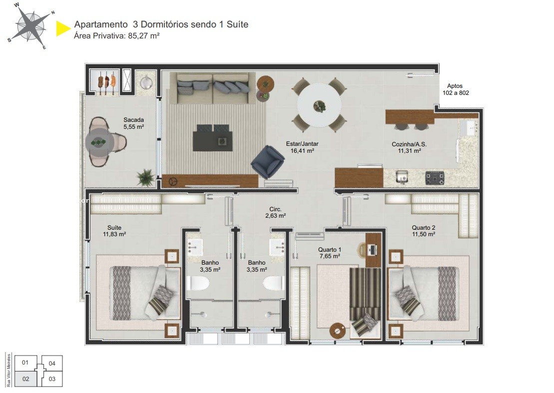 Apartamento para Venda em Palhoça, Jardim Eldorado, 2 dormitórios, 1 suíte, 2 banheiros, 1 vaga — foto 7
