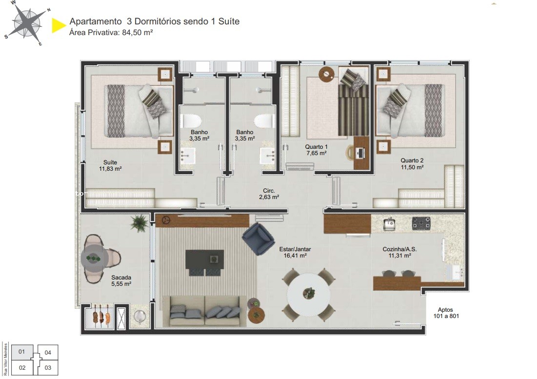 Apartamento para Venda em Palhoça, Jardim Eldorado, 2 dormitórios, 1 suíte, 2 banheiros, 1 vaga — foto 6