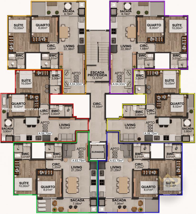 Apartamento para Venda em Palhoça, Pinheira (Ens Brito), 2 dormitórios, 1 suíte, 2 banheiros, 1 vaga — foto 6